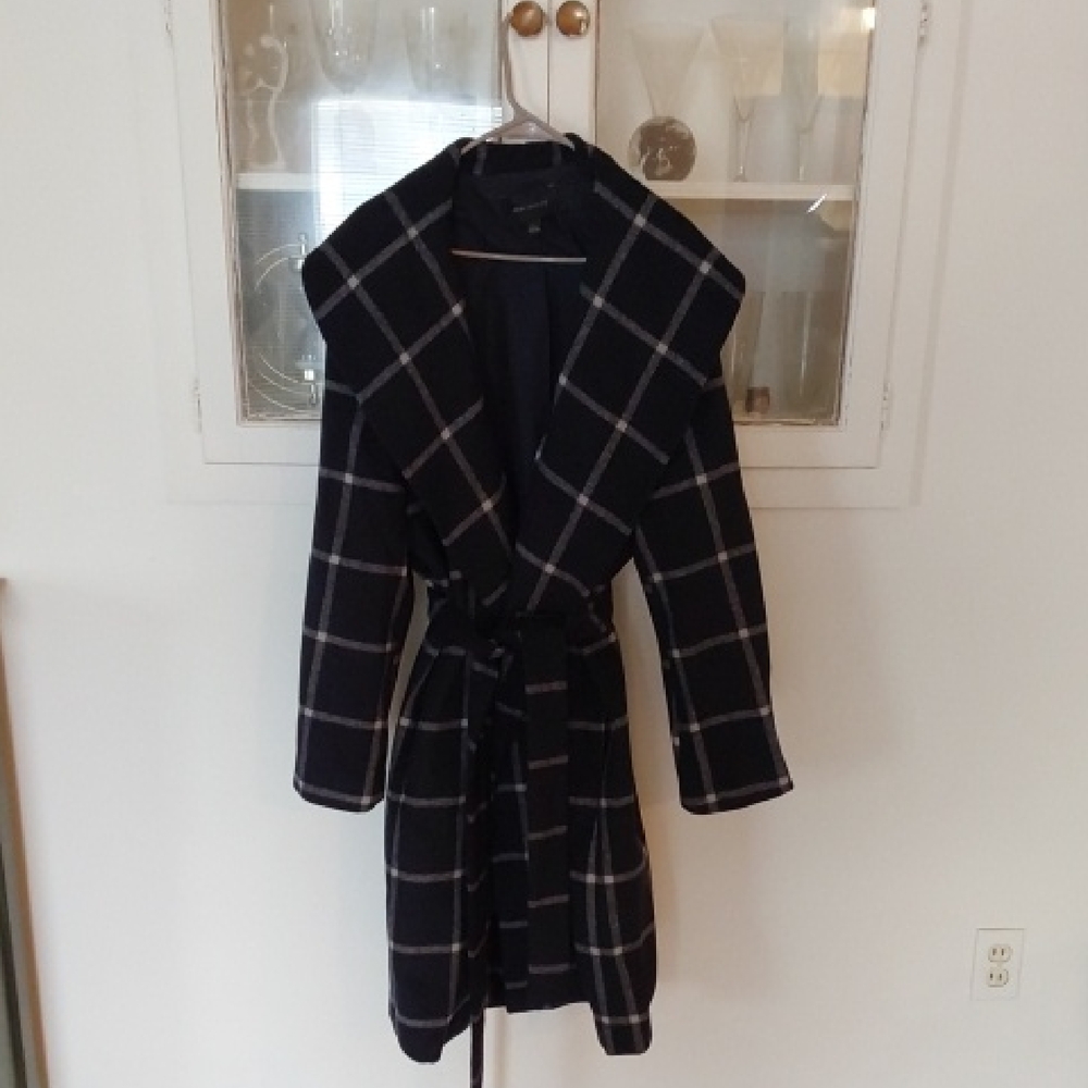 Ann Taylor Black and White Plaid Coat
